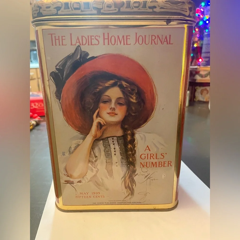 Vintage Tin with Lady Illustration ladies home journal